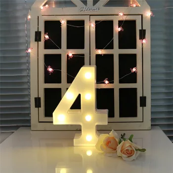 Distracție Plastic Alb 0-9 a CONDUS Scrisoare Lumina de Noapte Creative Numărul Baterie Lampă Romantic Petrecere de Nunta de Decorare de Crăciun Luminos