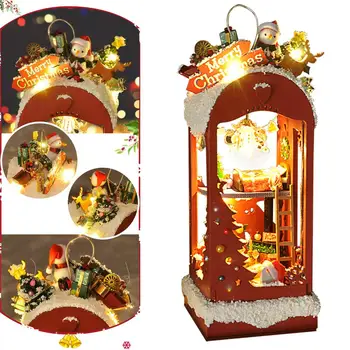 DIY de Crăciun Păpuși Cabana Cabana in Miniatura DIY Casa de Crăciun Decorare Copac Xmas Decor Agățat de Ziua de nastere Cadouri de Craciun
