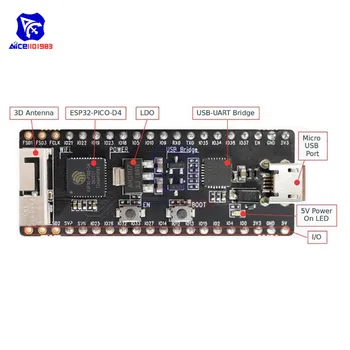 Diymore ESP32-PICO-KIT V4.1 Mini Consiliul de Dezvoltare ESP32 WiFi Bluetooth ESP32-PICO-D4 40MHz Crystal USB-UART pentru Arduino