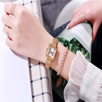 Doamnelor Ceas femei cuarț ceasuri de mana de lux din oțel inoxidabil plasă de ceasuri Piața de Moda pentru femei din aur cu diamante ceas rezistent la apa
