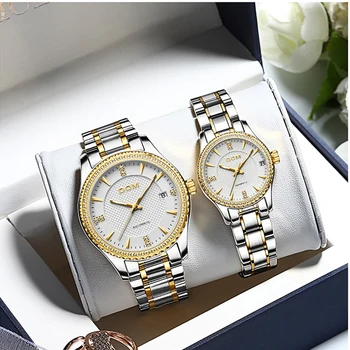 DOM Automat mechanical ceas barbati ceas rezistent la apa cuplu ceas din oțel inoxidabil luminos sport de afaceri de femei ceas