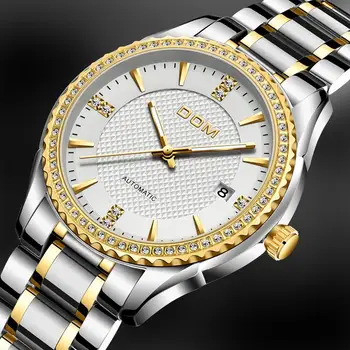 DOM Automat mechanical ceas barbati ceas rezistent la apa cuplu ceas din oțel inoxidabil luminos sport de afaceri de femei ceas