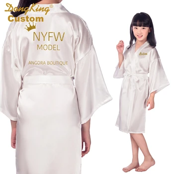 DongKing Copii Personalizate Haine De Mireasă Petrecere Copil Kimono-Halat Personaliza Nunta, Petrecere De Aniversare Fata De Copii Halate De Satin