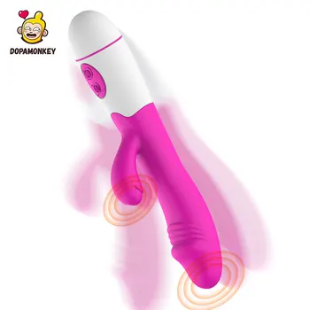 DopaMonkey cap Dublu Vibrații Jucarii Sexuale pentru Femei Masturbare Bagheta de Încărcare Clitorisul, punctul G a Stimula rabbit Vibrator vibrator