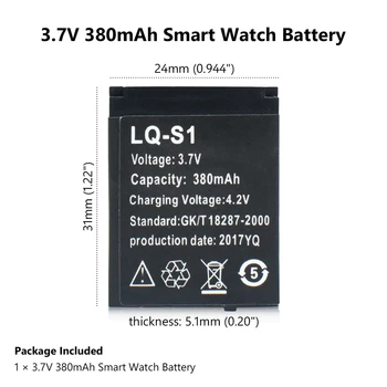 DP-S1 Baterie Reîncărcabilă Li-ion 3.7 v 380mah Ceas Inteligent de Înlocuire a Bateriei Baterie Pentru Ceas Inteligent QW09 Dz09 A1 V8 X6
