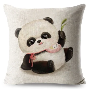 Drăguț Panda Pernă Animale Desene animate Lenjerie de 45*45 cm Pătrat Pernele de Acoperire pentru Canapeaua de Acasă Decorative Imprimate Arunca Pernă