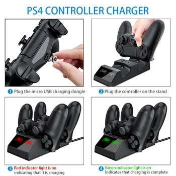 Dual USB Controller PS4 Încărcător Dock de Încărcare cu LED-uri Stand Stația de Leagăn pentru Sony Playstation 4 PS4 / PS4 Pro /PS4 Slim Controller