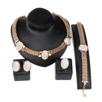 Dubai Gold Complet Stras Bijuterii Seturi de Brand Nigerian Nunta Accesorii femei set de Bijuterii en-Gros bijuterii set