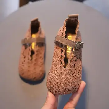Dulce de Culoare Solidă Dantela Printesa Pantofi pentru Fete de Vara Moale cu Talpi Solide Casual Pantofi de Prințesă