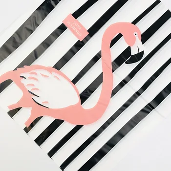 Dunga neagra de Flamingo Roz Cadou de Ambalare Pungi de Plastic Cu Mânere Mari 25x35cm Haine de Ambalare Cadou de Nunta Sac Pungă 50pcs