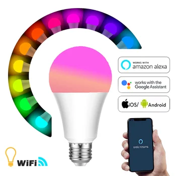 E27 RGB WIFI Bec LED AC85-265V Lumina 15W RGB Lampada Schimbătoare Colorate RGBWW Lampă cu LED-uri cu Telecomanda+Modul de Memorie pentru Lumina de Acasă
