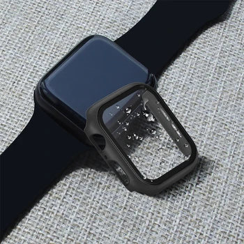 Ecran Protector cu caz Pentru iWatch 4 5 40mm 44mm Complet Capacul de Protecție PC caz + tempered glass Pentru Apple Watch Accesorii