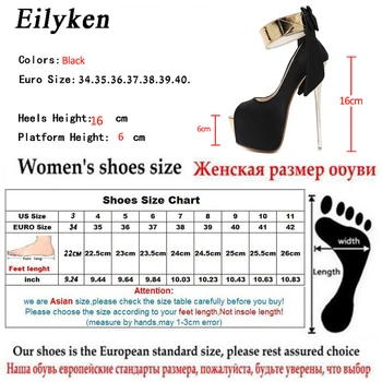 Eilyken Sexy Negru de Mătase Tocuri Fetish Femei Pompe Pantofi Femei Foarte Platforma Tocuri Club de Striptease Tocuri de 16 cm de Înaltă calitate