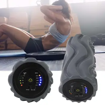 Electric Yoga Rola de Spuma Dureri Musculare Oboseala Relief de Fitness, Masaj Coloana(Gri Inchis Tip USB)