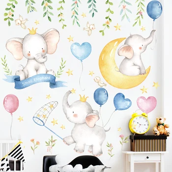Elefant Minunat Balon Autocolante De Perete Camera Copii Dormitoare Animale Desene Animate Luna Autocolante De Perete Decor Drăguț Grădiniță