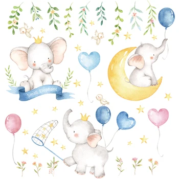 Elefant Minunat Balon Autocolante De Perete Camera Copii Dormitoare Animale Desene Animate Luna Autocolante De Perete Decor Drăguț Grădiniță