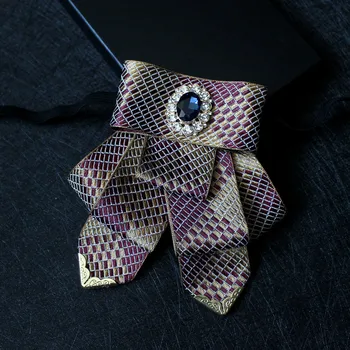 Elegant Bărbați Guler Papion Cravată Femei Elastic Pin Cap De Metal Aliaj Stras De Cristal Cravata De Nunta Panglică Papion