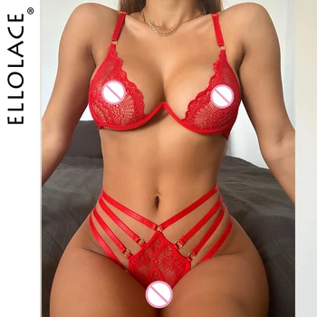 Ellolace Lenjerie Erotica Push-Up Set de Lenjerie pentru Femei Set Lenjerie Roșie Sex Lenjerie de corp Pentru Femei Lenceria Dantela Erotic Costume