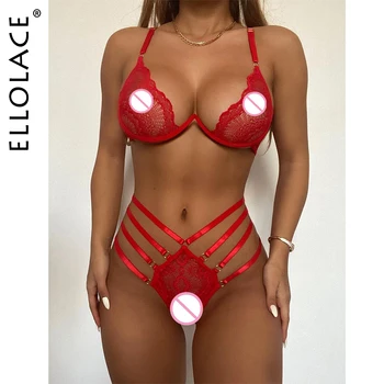 Ellolace Lenjerie Erotica Push-Up Set de Lenjerie pentru Femei Set Lenjerie Roșie Sex Lenjerie de corp Pentru Femei Lenceria Dantela Erotic Costume