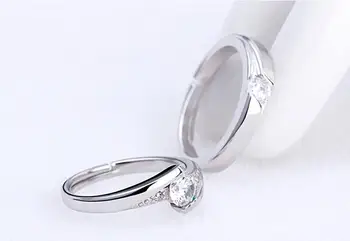 En-gros de argint 925 moda strălucitoare de cristal lovers inele de nunta bijuterii femei bărbați deschis deget inelul picătură de transport maritim