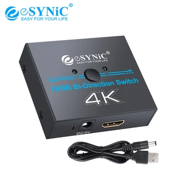 ESYNiC 2 Port Bi-Directional HDMI Switcher HDMI Splitter Sprijină 4K 3D Ultra HD Pentru PS3 PS4 Blu-Ray, DVD, tv Satelit Xbox