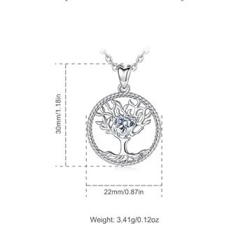 Eudora Argint Copac de Cristal Colier Pomul vieții Pandantiv Cubic zirconia Farmec Bijuterii pentru femei D447