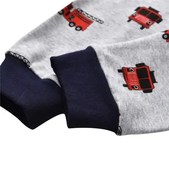 Euramerican Copii Set De Pijama, Camion Foc De Imprimare, Baieti Maneca Lunga Tricou+Pantaloni Copii Personalizate Pijama Set