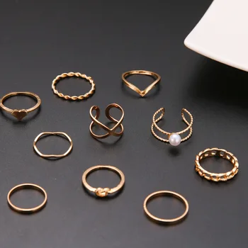European și American Joint Ring Retro Stil Național Exagerate Ambalate Combinație Inel pentru Femei Bijuterii