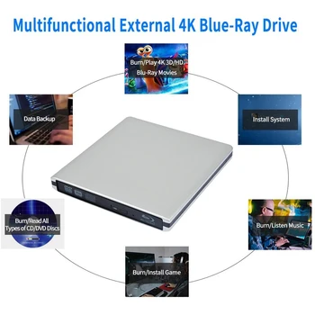 Extern Blu-Ray DVD 3D USB 3.0 Portable Bluray DVD CD Burner RW CD Rând pentru sistemul de OPERARE Windows 7 8 10 Linxus PC