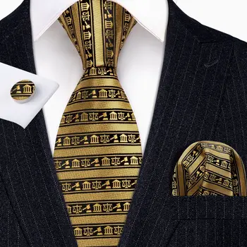FA-5305 Barry.Wang 10 Stil Cravată Pentru Bărbați Cravate de Aur Paisley Silk Tie Batista Butoni Set Barbati Cravata Pentru o Nunta de Afaceri