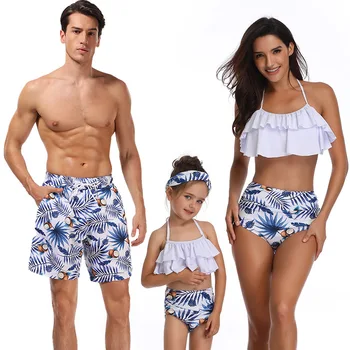 Familie de Potrivire Costume de baie Beachwear Mami și cu Mine costume de Baie Mamă-Fiică, Tată-Fiu Haine Rochii Talie Mare Bikini Uite Mama
