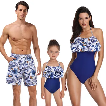 Familie de Potrivire Costume de baie Beachwear Mami și cu Mine costume de Baie Mamă-Fiică, Tată-Fiu Haine Rochii Talie Mare Bikini Uite Mama
