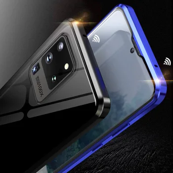 Față-verso de Sticla Metal Caz de Telefon Pentru Samsung Galaxy A91 A71 A51 A81 A21 s Acopere rezistent la Șocuri Aluminiu Bara de protecție Caz de Sticlă