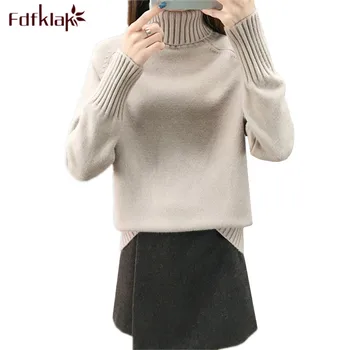 Fdfklak Casual nou trage femme 2020 pulover pulover femei gros cald tricot top femeie haine de iarnă guler pulovere pentru femei