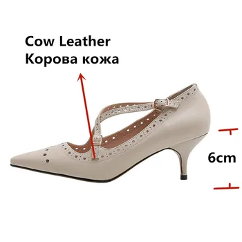 FEDONAS Tocuri Înalte de Moda Pompe de Vacă din Piele Dantela-Up Pantofi Elegante, cele mai Noi Vara Toamna anului 2020 Petrecere Concis Pantofi de Femeie