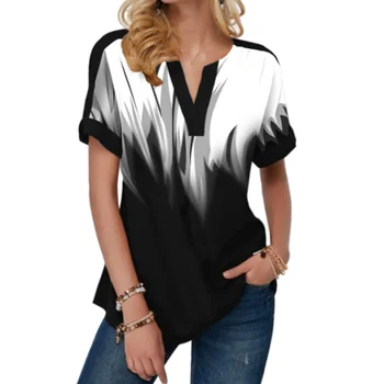 Femei Casual Tie-Dye T Cămașă De Vară Gradient Print Split V Gât Maneci Scurte Topuri Tricouri Femei Camisetas Verano Mujer 2020