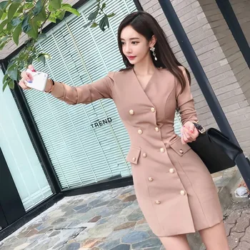 Femei de moda stil de lucru la două rânduri strat nou de sosire coreeană în aer liber temperament solid, confortabil, elegant, gros sacou slim