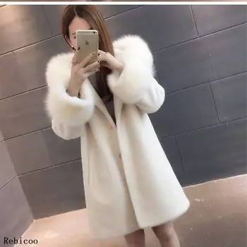 Femei Jacheta de Iarna blana fals Tunsul Oilor Haină de Blană de Vulpe Guler de Streetwear Cald Gros de Îmbrăcăminte Casual