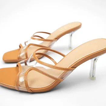 Femei Papuci și Sandale cu toc Înalt Roma Sandale piele +pvc Slide-uri de Femei pantofi de brand 2020 de Vara Noi
