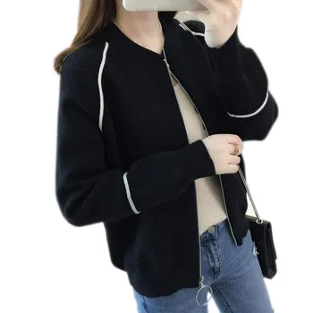 Femei Pulover 2020 New Sosire Toamna Și Iarna Vrac cu Fermoar Femei Tricotate Cardigan Strat Negru Albastru Gri stil coreean A66