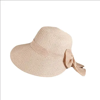 Femei Pălării pe Cap, Doamnelor Fata de Paie Dischetă de protecție Solară Fundita Vara 2019 Noua Moda Elegant Simplu Vacanță pe Litoral Solid