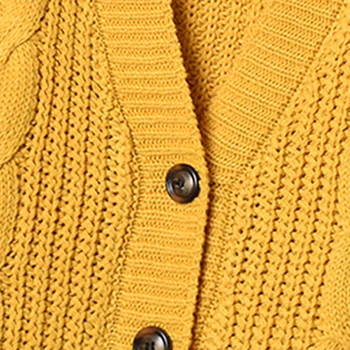 Femei Scurte Tricotate Cardigan Pulover de Toamna Iarna cu Maneca Lunga V Gât Pulover Cardigan Casual Streetwear d88