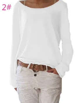 Femei T-shirt de Primavara Toamna Casual Culoare Solidă Tee Topuri Doamnelor O gatului Maneca Lunga Liber Tricouri Solid Blusas Bej