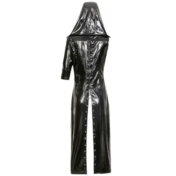 Femeie Sexy cosplay uniformă grim reaper mantie lungă din piele de brevet costum de paști fusta lunga vrăjitoare uniformă costum pentru Petrecerea de halloween
