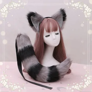 Femeie Sexy frumoasa Lolita pisica Vulpe Bentita coada Frizură de Pluș urechi, coada Anime cosplay Recuzită Rochie Fancy Cosplay Costum de Recuzită