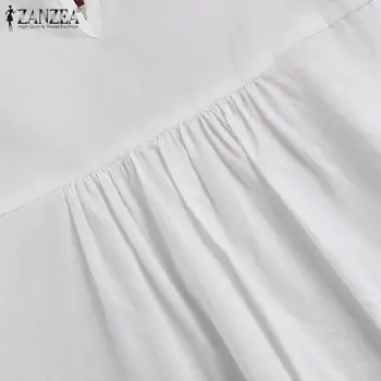 Femeii Dantela Mozaic Bluza ZANZEA 2021 Elegant Neregulate Tricouri Casual Maneca 3/4 Blusas de sex Feminin Gol Tunică Plus Szie Topuri
