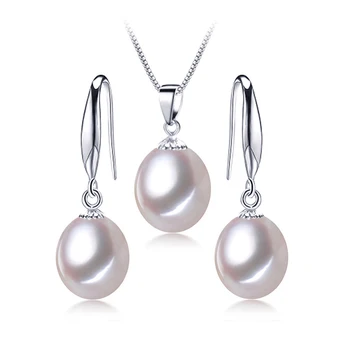 FENASY Argint 925 Seturi de Bijuterii Naturale Pearl Cercei Pentru Femeile Nouă Picătură Cercei la Modă Lanț Pandantiv Coliere