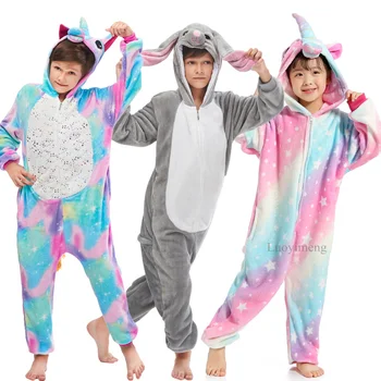 Fete Baieti Animal Unicorn Pijamale Pentru Copii De Iarnă Unicornio Sleepwear Kigurumi Trusou Copii Panda Iepure Pijamale, Salopete Licorne