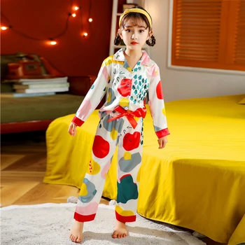 Fete Pijamale de Mătase 2020 Toamna Iarna cu Maneca Lunga pentru Copii Cârpă Fata Pijamale Seturi de Fete Pijama Seturi pentru Copii Set de Pijama
