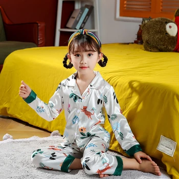 Fete Pijamale de Mătase 2020 Toamna Iarna cu Maneca Lunga pentru Copii Cârpă Fata Pijamale Seturi de Fete Pijama Seturi pentru Copii Set de Pijama